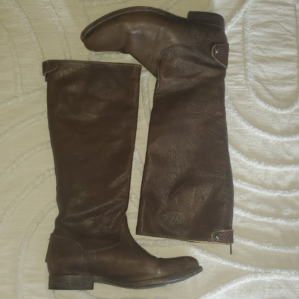 Brown Leather Knee-High Boots